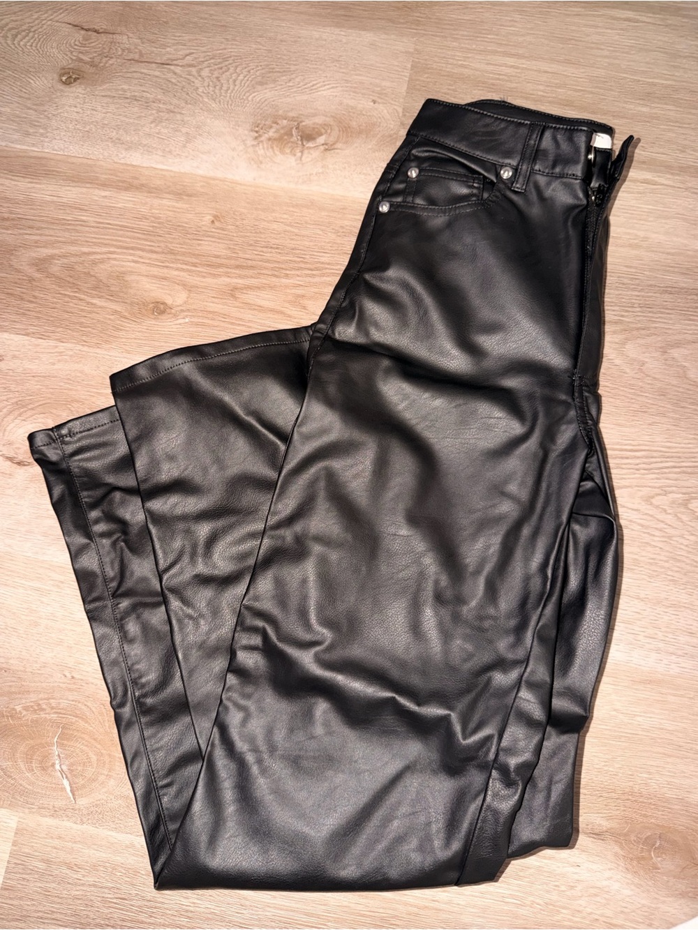 Black Women's Faux Leather Jeans